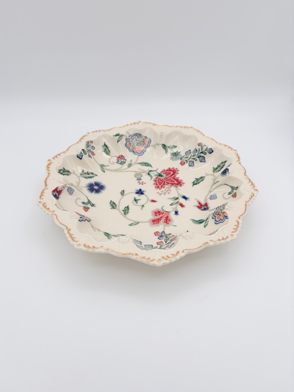 Skye McGhie Chatsworth Floral Fine Porcelain Serving Bowl Gold Trim 10"